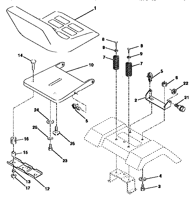 Seat Assembly Diagram and Parts List for 917257622  Craftsman Engine