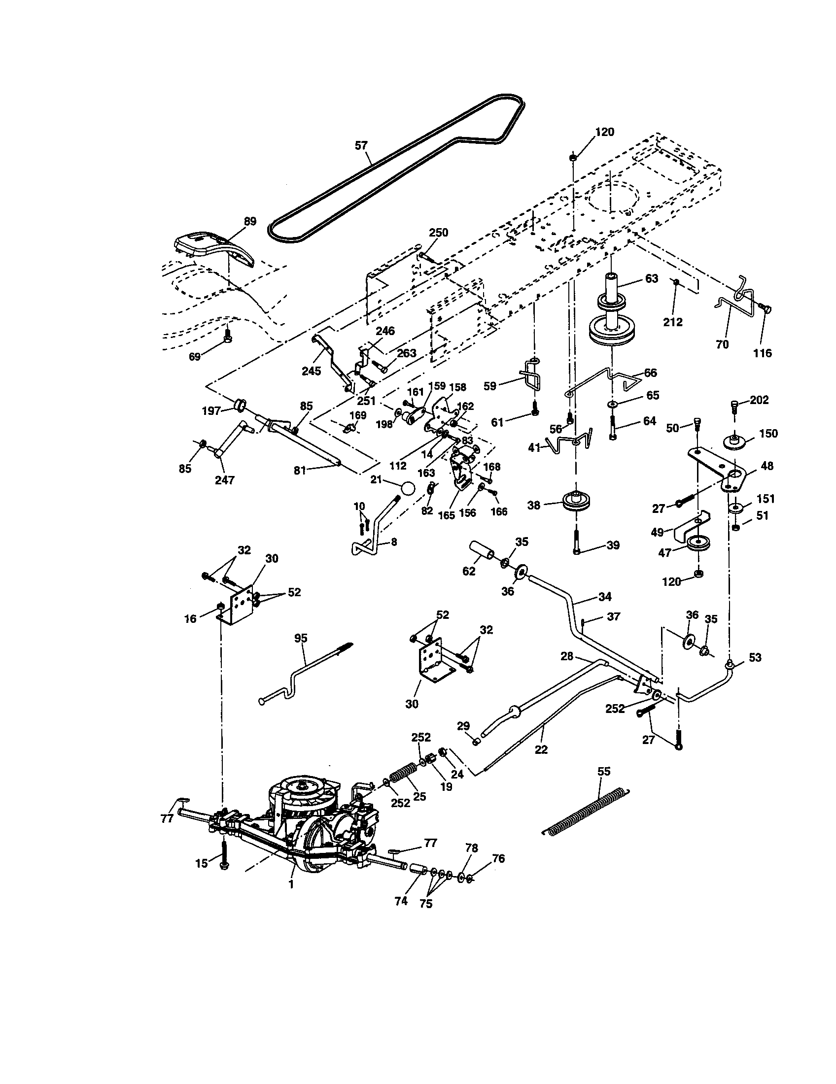 Ground Drive Diagram and Parts List for 917276760  Craftsman Lawn Tractor