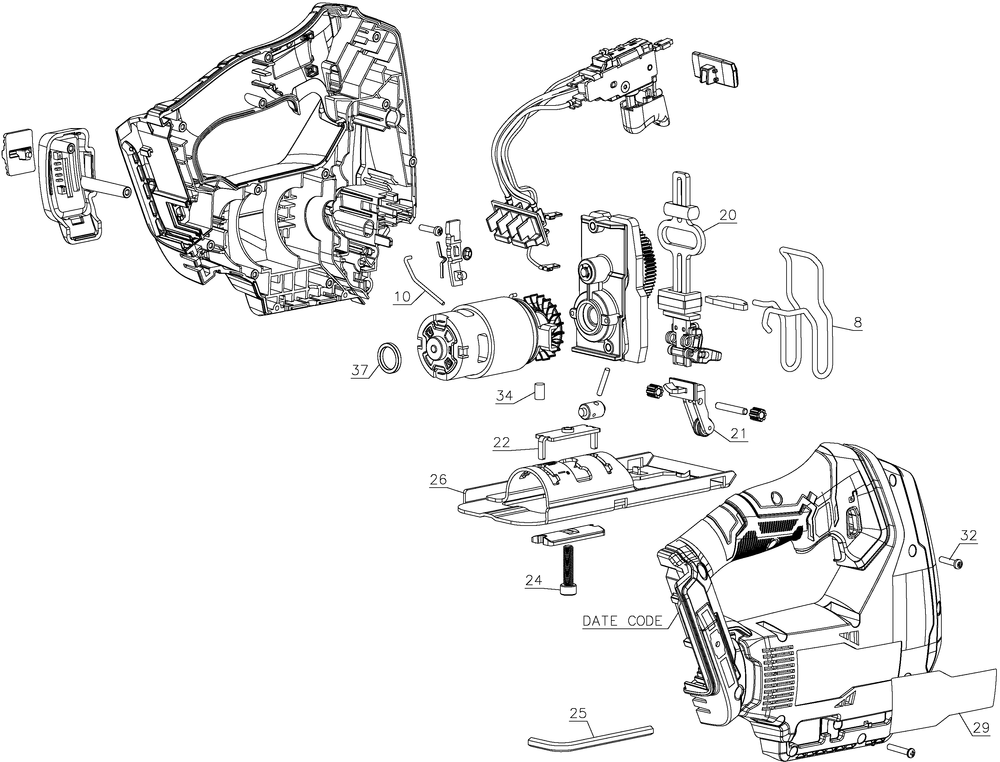 Diagram Diagram and Parts List for CMCS600B Type 1 Craftsman Jig Saw