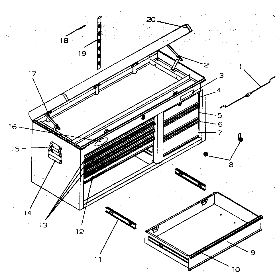 Chest Diagram and Parts List for 706619281  Craftsman Tool Stand & Cart