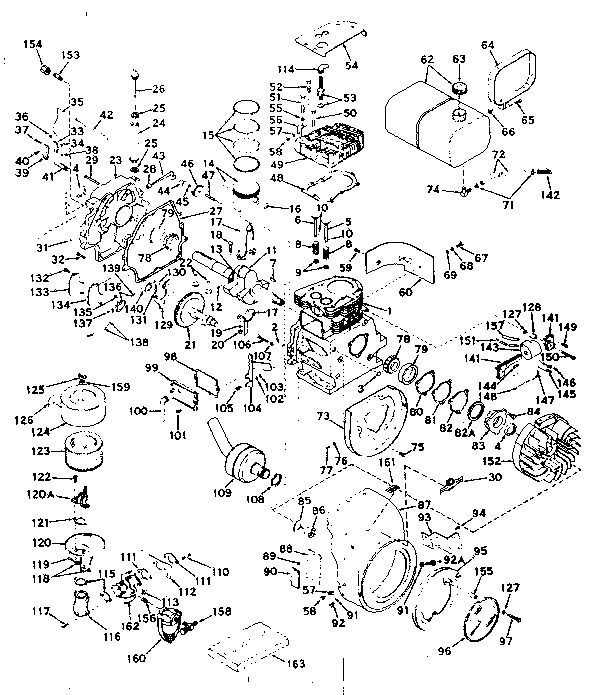 Basic Engine Diagram and Parts List for 143572062  Craftsman Engine