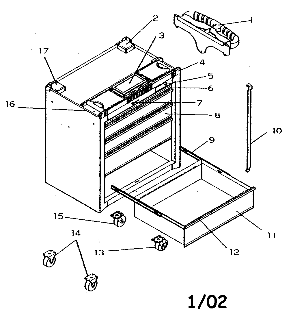 Premium Roll Away Diagram and Parts List for 706597870  Craftsman Tool Stand & Cart