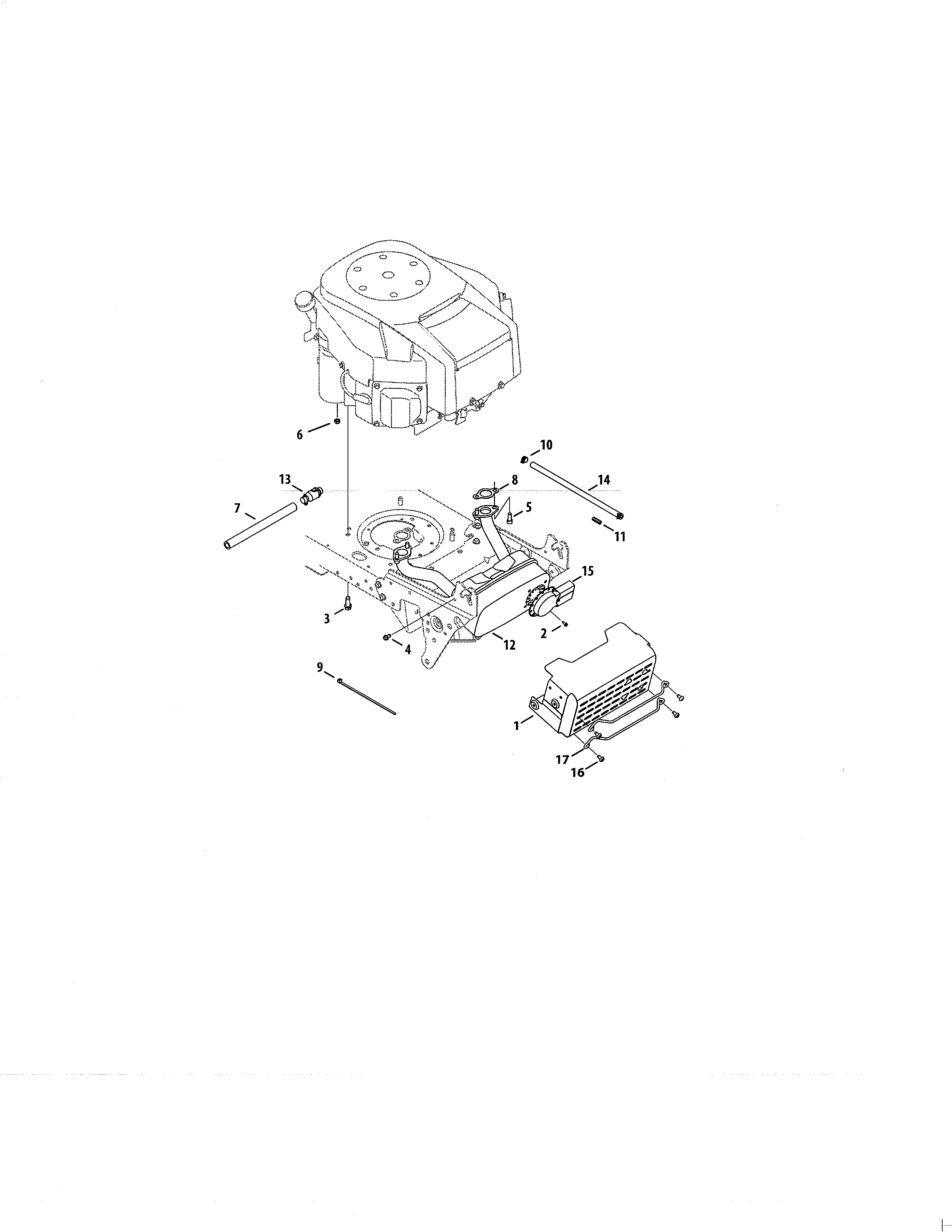 Engine/muffler Diagram and Parts List for 247203760  Craftsman Lawn Tractor