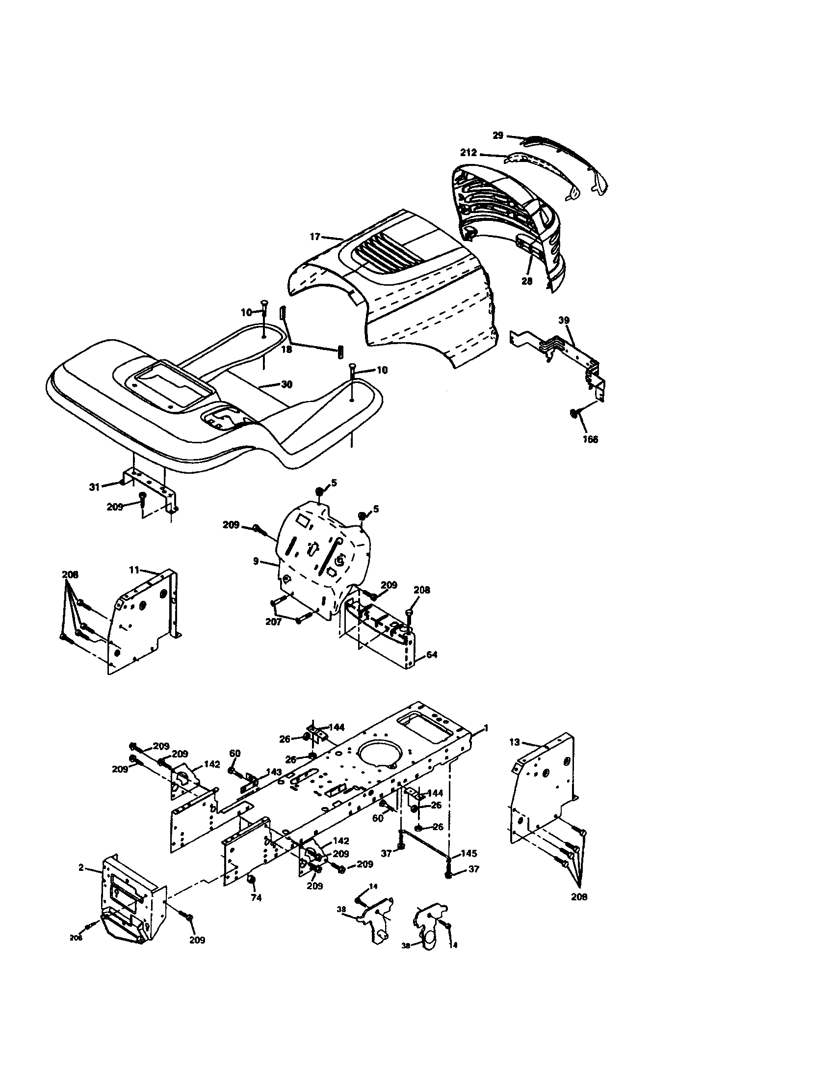 Chassis And Enclosures Diagram and Parts List for 917273380  Craftsman Lawn Tractor