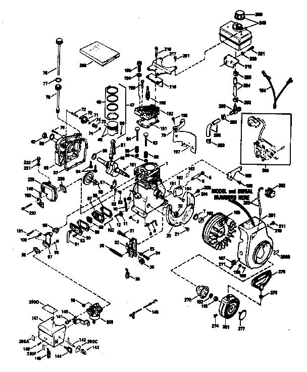 Basic Engine Diagram and Parts List for 143794012  Craftsman Engine