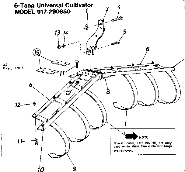 Replacement Parts Diagram and Parts List for 917290850  Craftsman Tiller