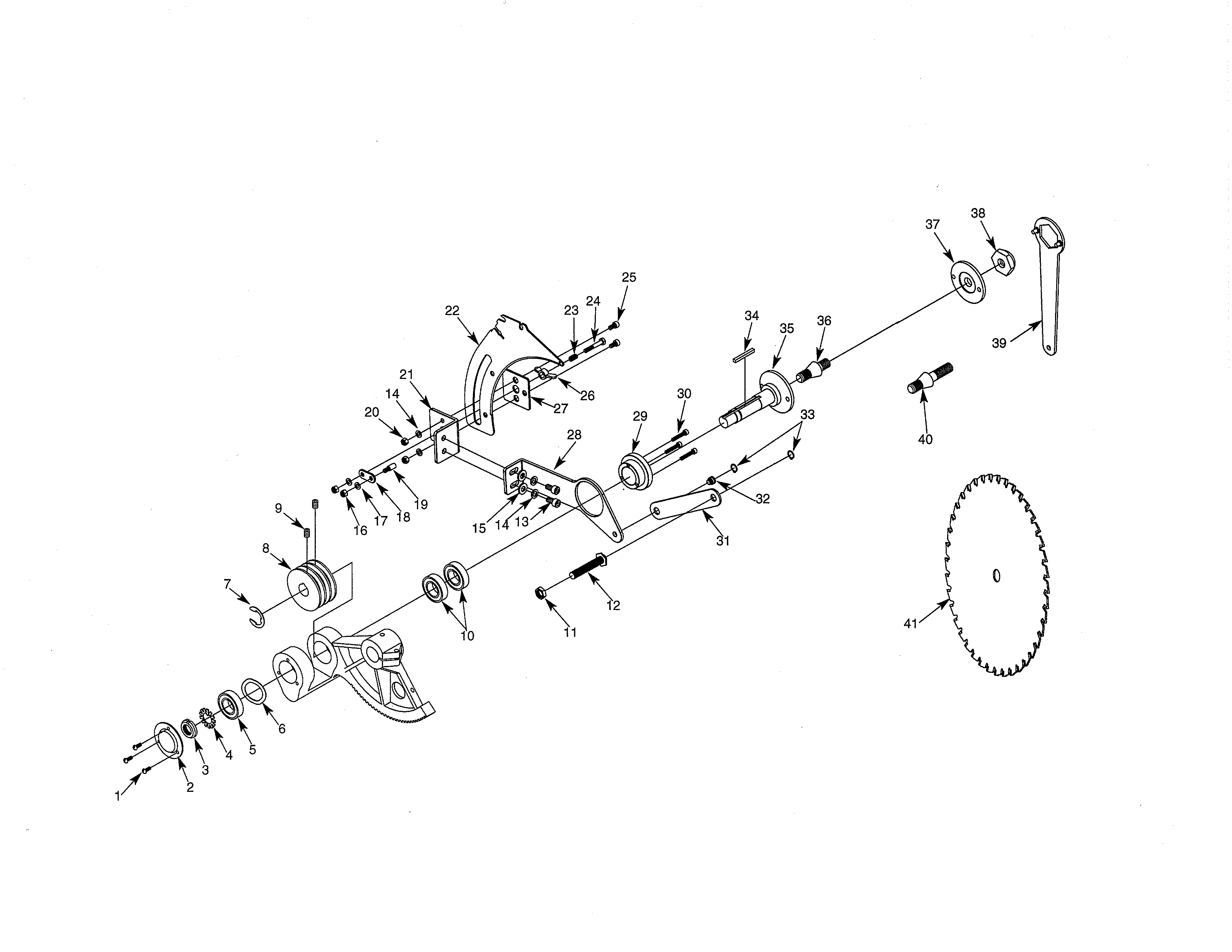 Arbor & Riving Knife Diagram and Parts List for 351228031  Craftsman Table Saw