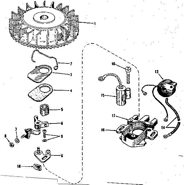 Magneto (phelon F-3220-g) Diagram and Parts List for 14341301  Craftsman Engine