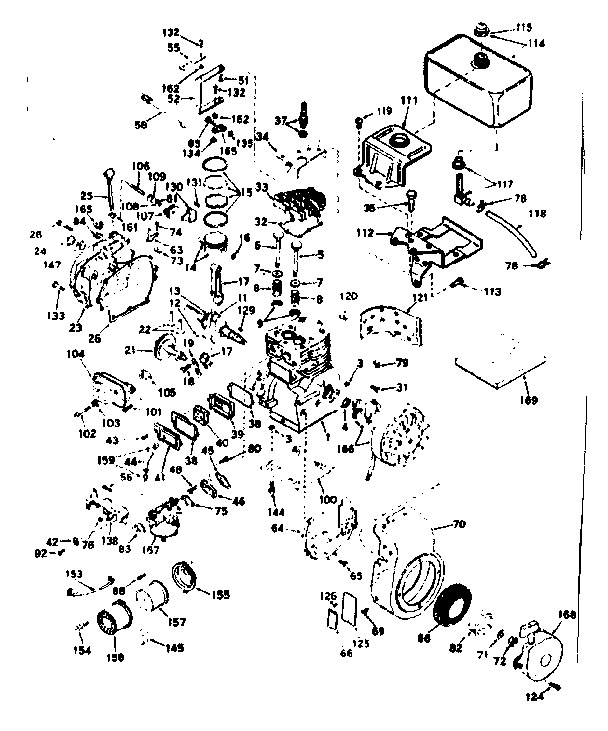Basic Engine Diagram and Parts List for 143626172  Craftsman Engine