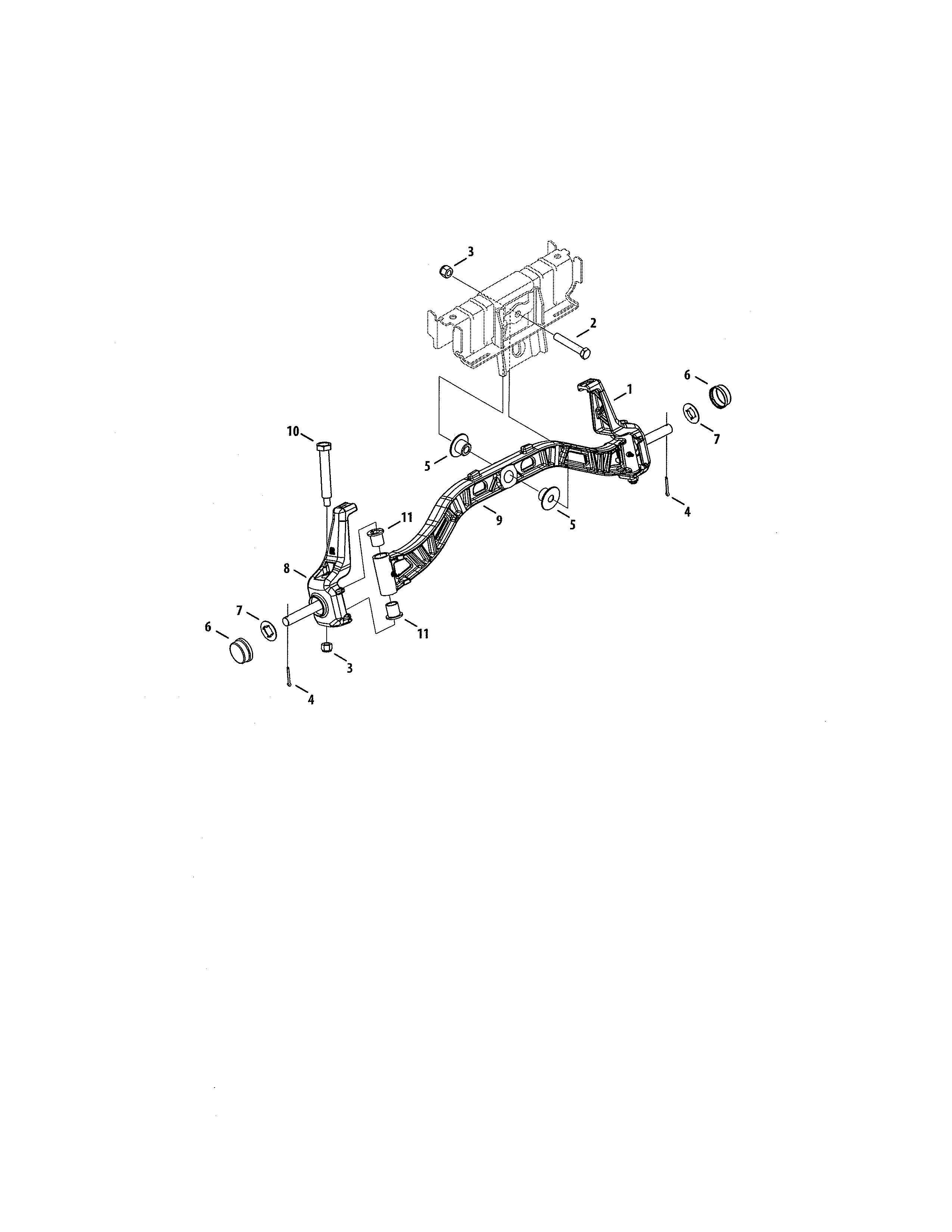 Steearing Axle Diagram and Parts List for 247204450  Craftsman Lawn Tractor