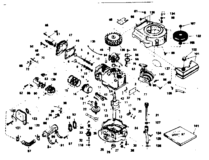 Basic Engine Diagram and Parts List for 143234072  Craftsman Engine