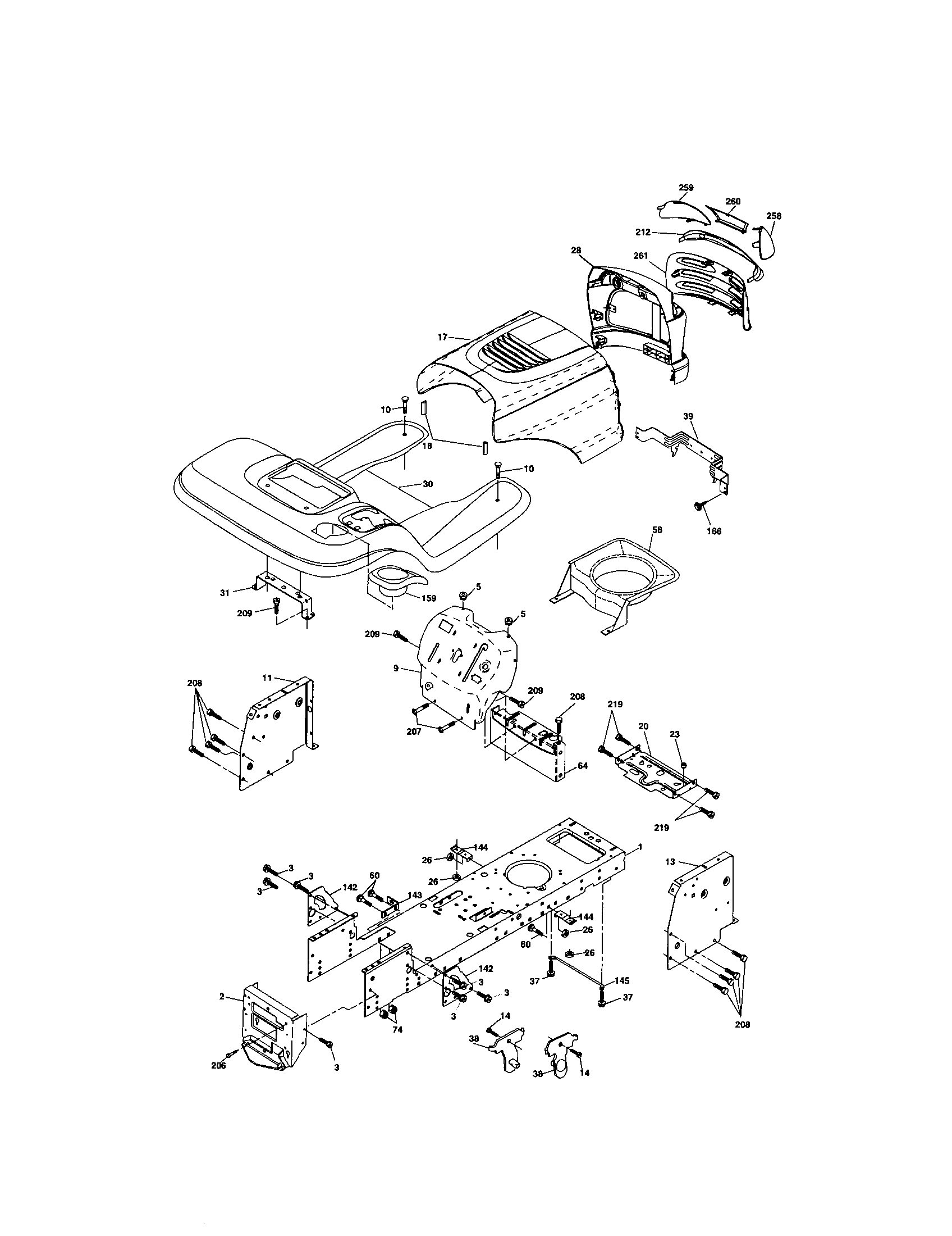 Chassis And Enclosures Diagram and Parts List for 917272941  Craftsman Lawn Tractor