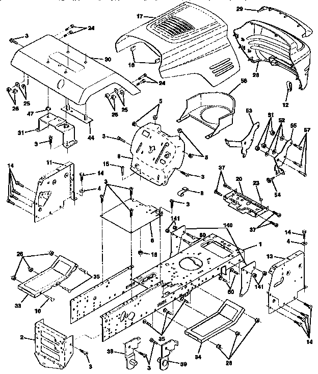 Chassis And Enclosures Diagram and Parts List for 917256661  Craftsman Lawn Tractor