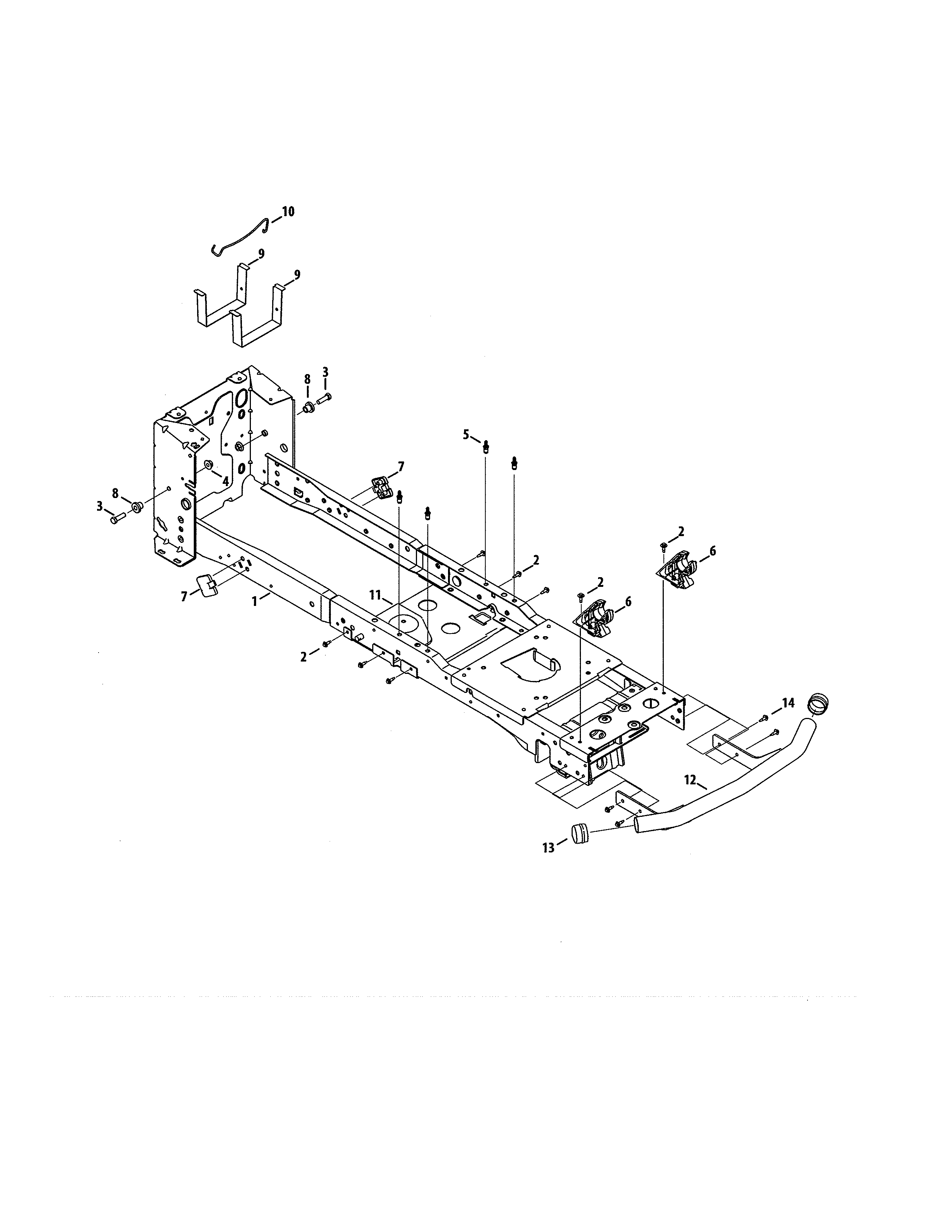 Frame Diagram and Parts List for 247270440  Craftsman Lawn Tractor
