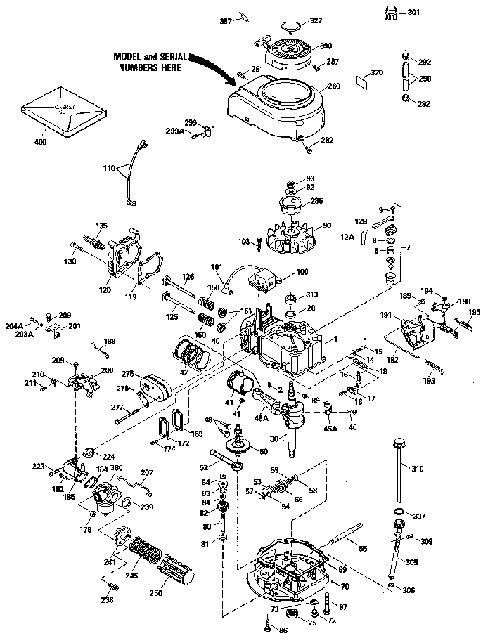 Replacement Parts Diagram and Parts List for 143404122  Craftsman Engine