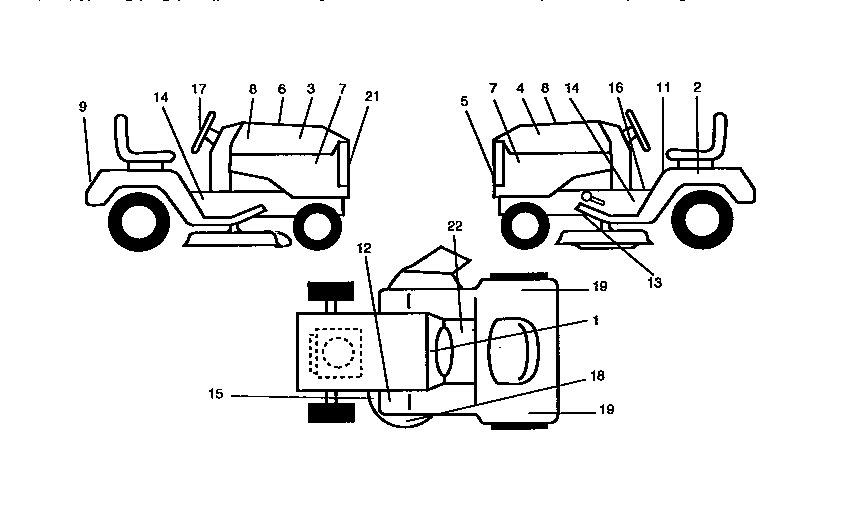 Decals Diagram and Parts List for 917258481  Craftsman Lawn Tractor