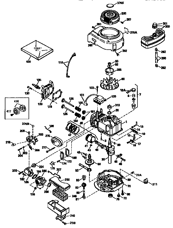 Engine (71,143) 143.963502 Diagram and Parts List for 143963502  Craftsman Engine