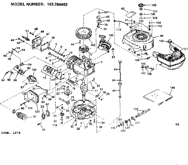 Replacement Parts Diagram and Parts List for 143264482  Craftsman Engine