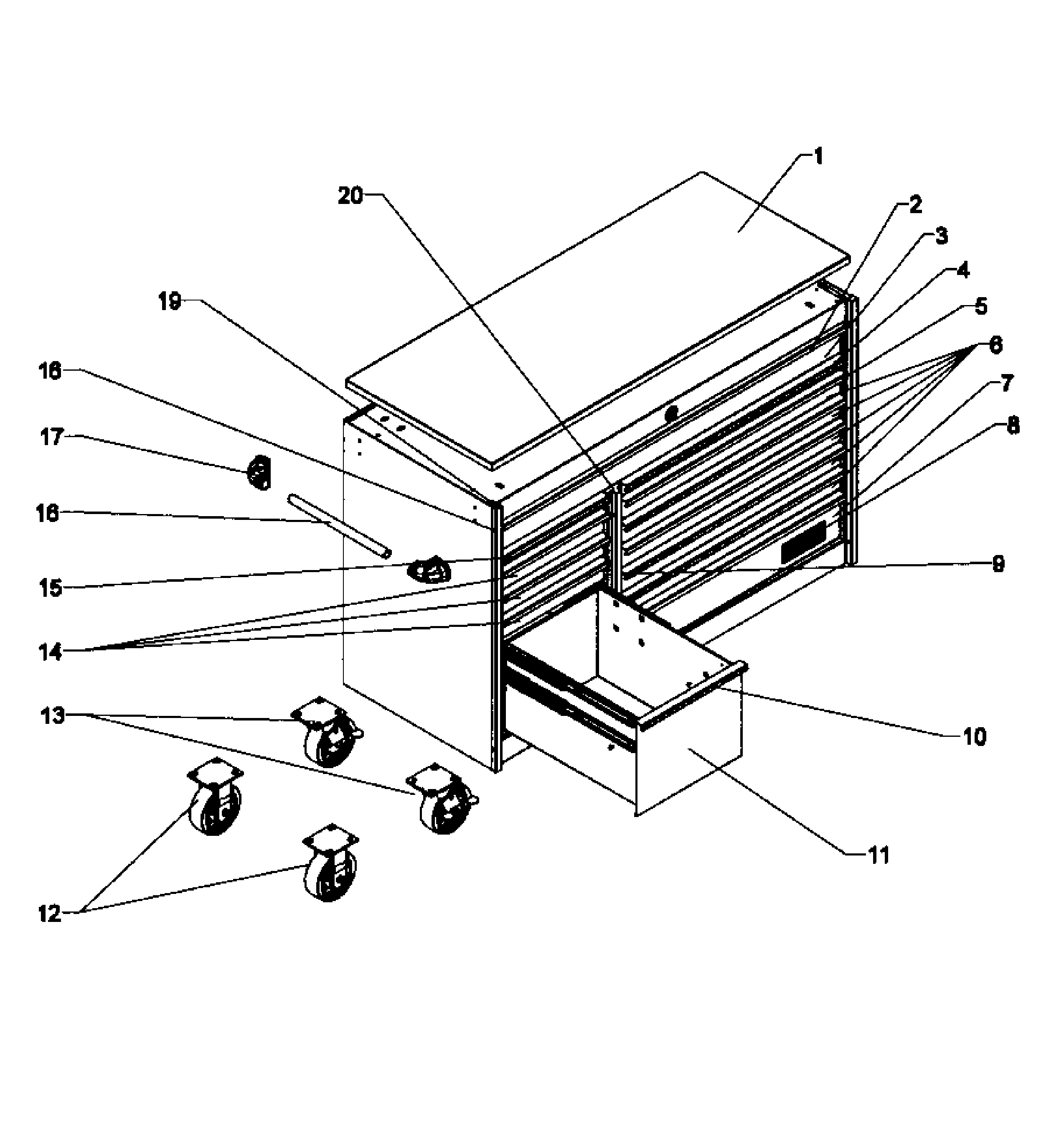 Tool Chest Diagram and Parts List for 706385560  Craftsman Tool Stand & Cart