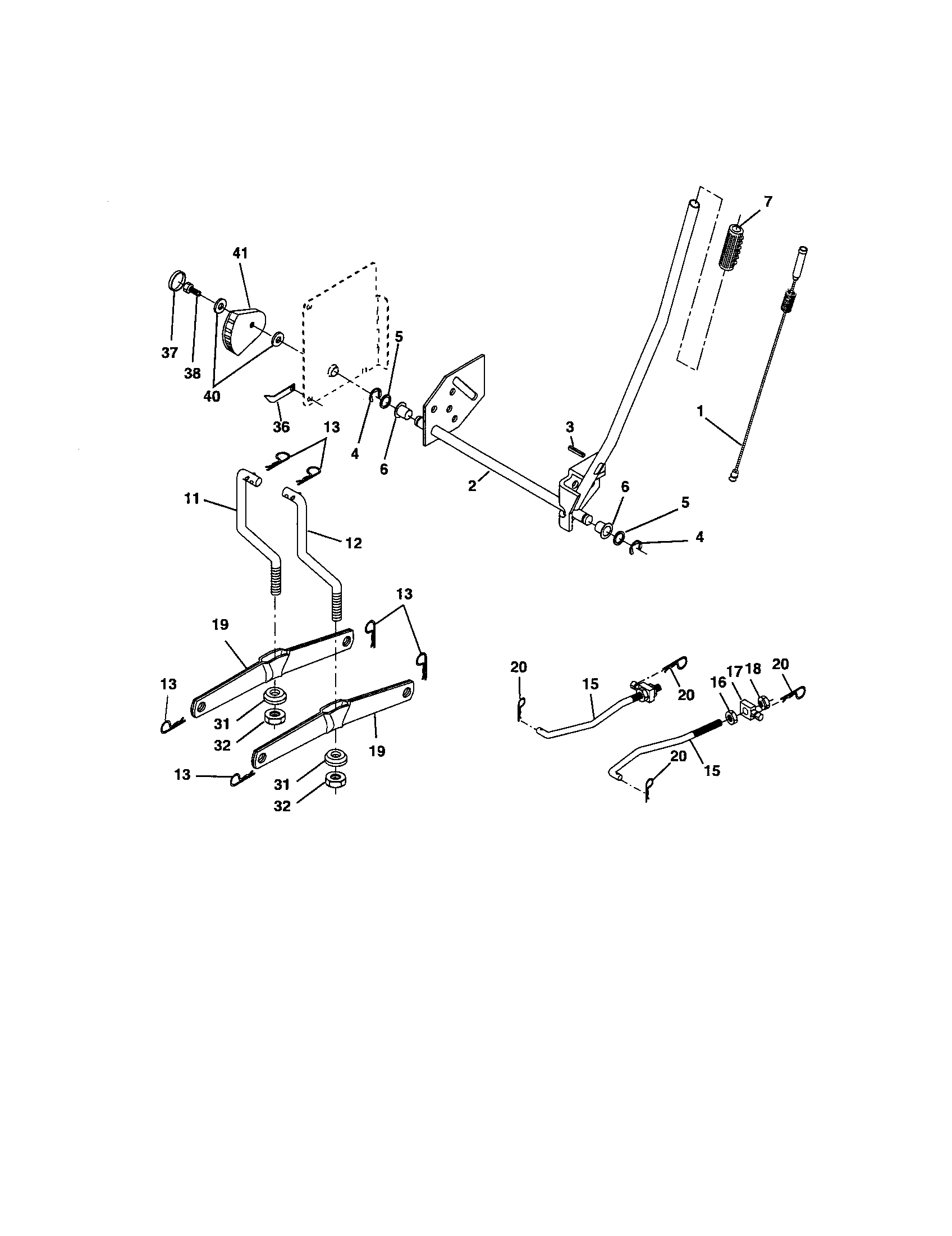 Lift Assembly Diagram and Parts List for 917274660  Craftsman Lawn Tractor
