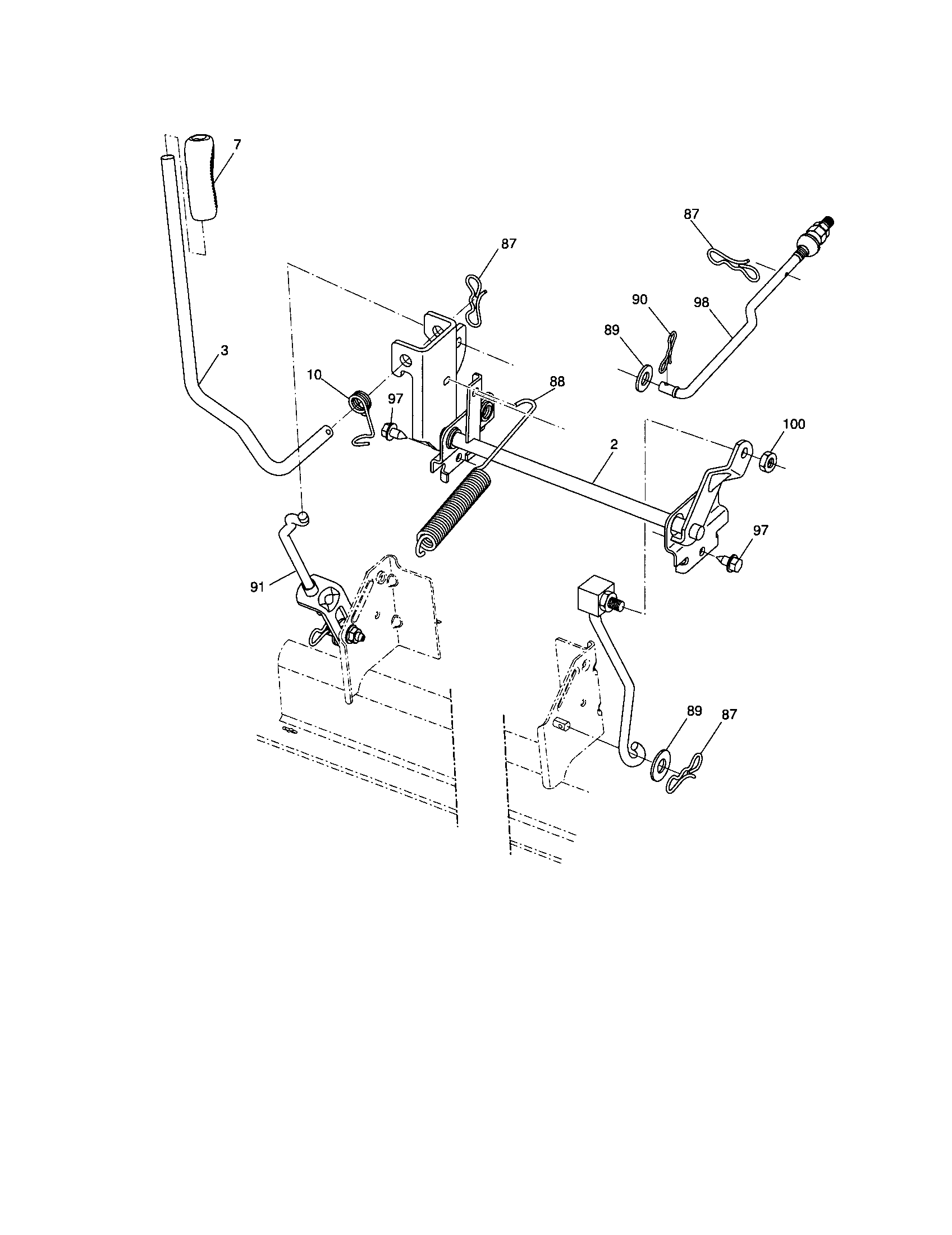 Lift Diagram and Parts List for 917288360  Craftsman Lawn Tractor