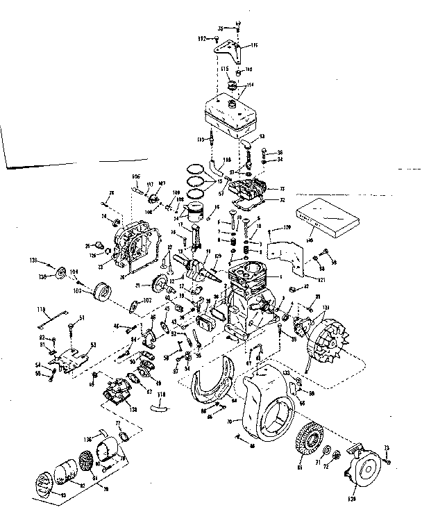 Basic Engine Diagram and Parts List for 143531112  Craftsman Engine