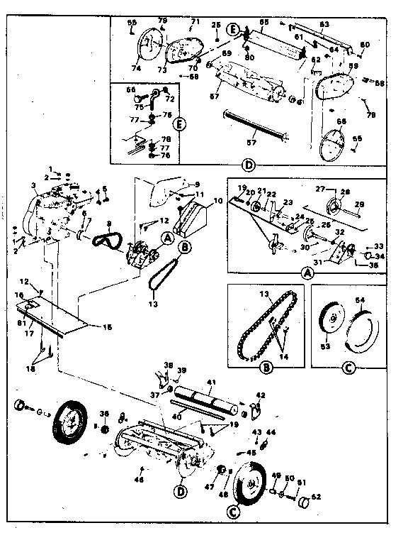 Reel Assembly Diagram and Parts List for 536375702  Craftsman Lawn Mower