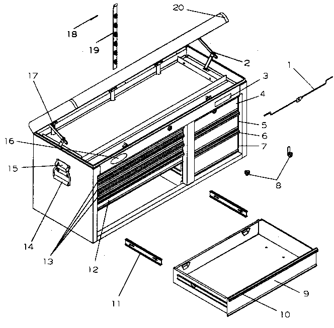 Cabinet Parts Diagram and Parts List for 706619321  Craftsman Tool Stand & Cart
