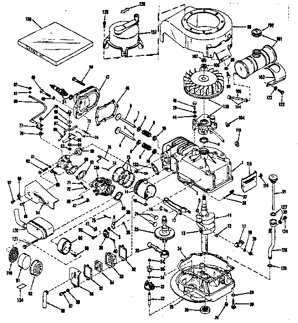 Basic Engine Diagram and Parts List for 143104080  Craftsman Engine