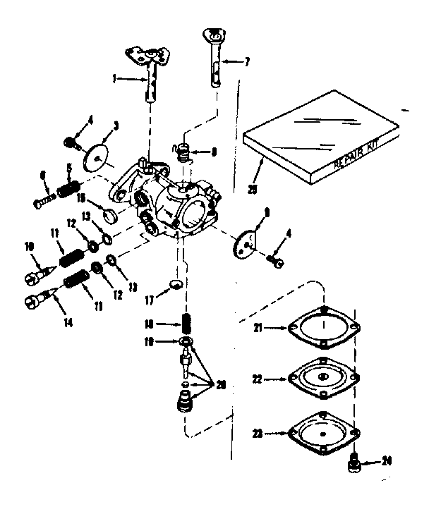 Carburetor No. 30119 Diagram and Parts List for 143102200  Craftsman Engine