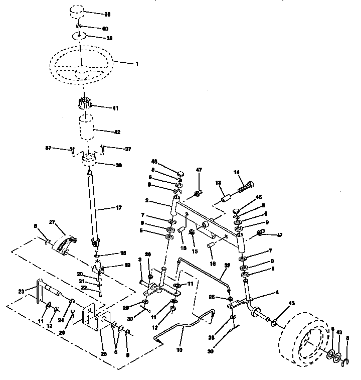 Steering Assembly Diagram and Parts List for 917257645  Craftsman Engine