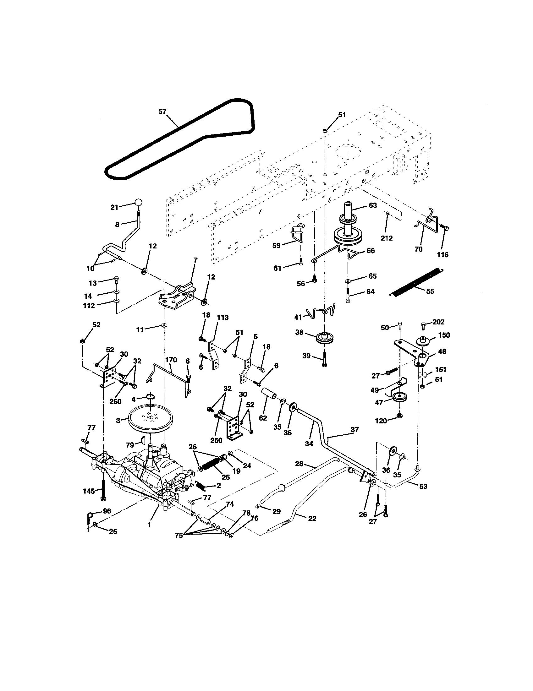 Ground Drive Diagram and Parts List for 917271554  Craftsman Lawn Tractor