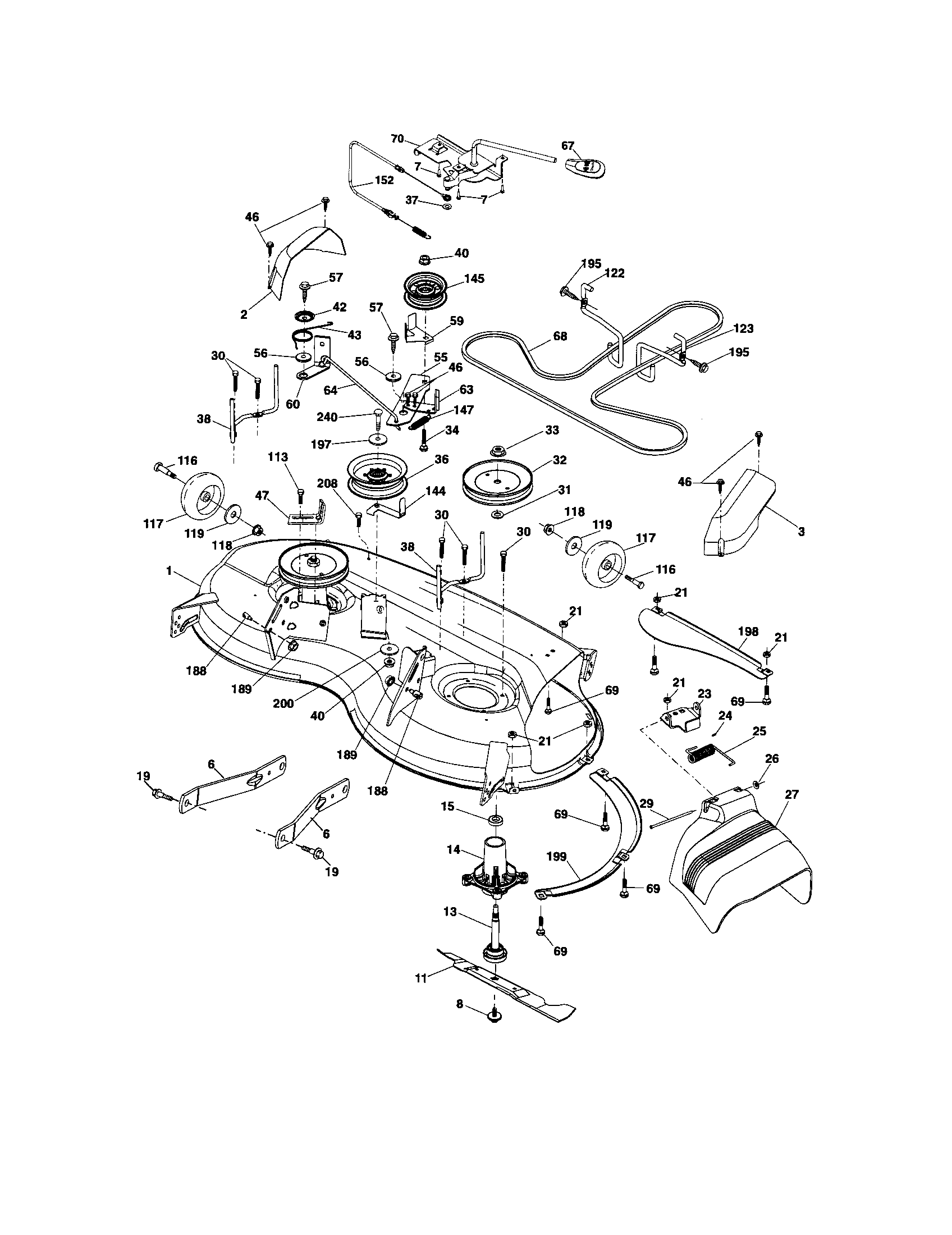 Mower Deck Diagram and Parts List for 917286130  Craftsman Lawn Tractor
