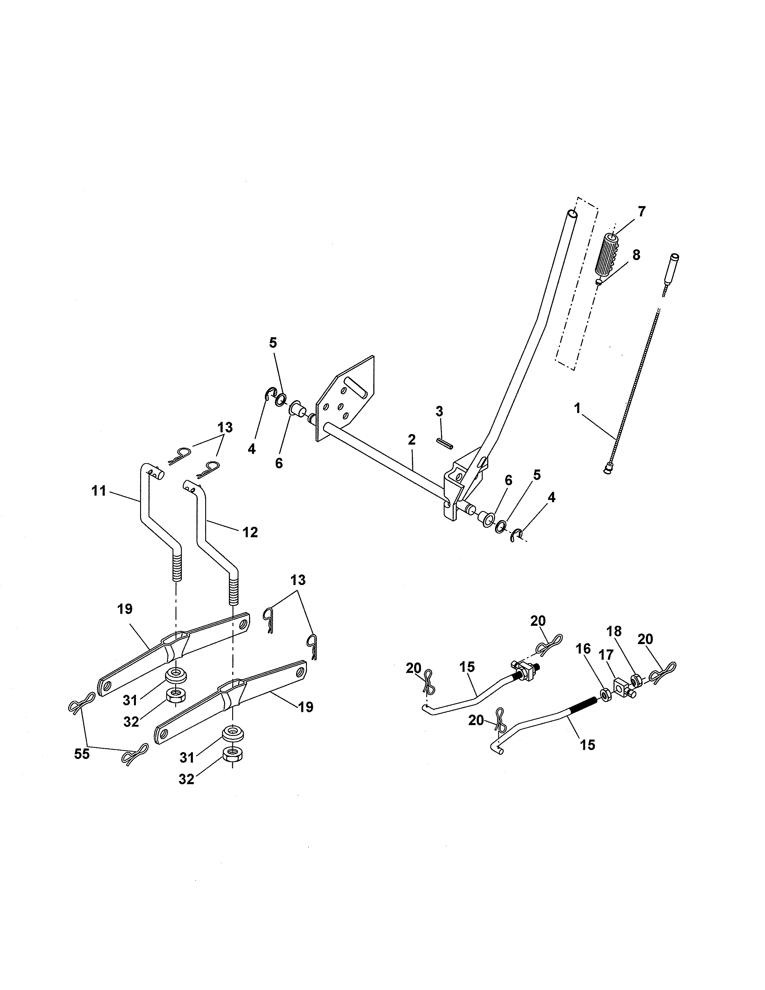 Mower Lift Diagram and Parts List for 917288190  Craftsman Lawn Tractor