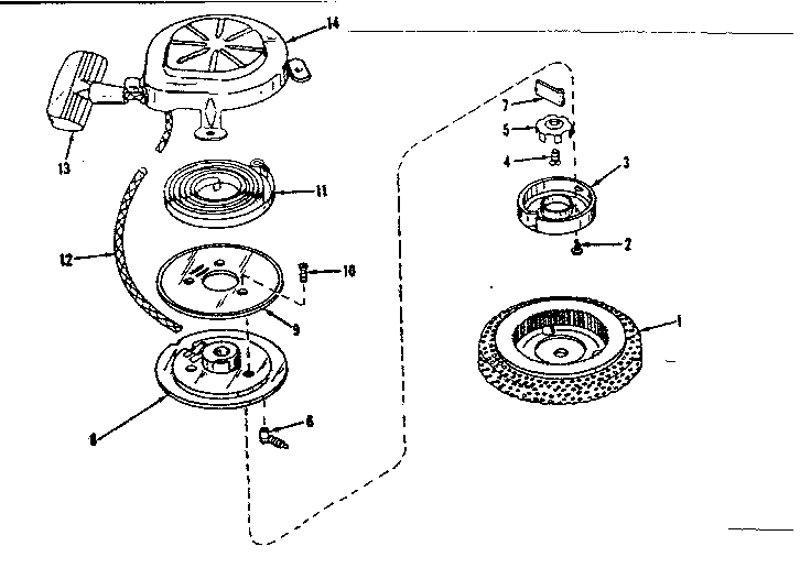 Rewind Starter No. 590358 Diagram and Parts List for 143122102  Craftsman Engine
