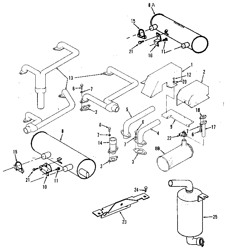 Exhaust System Diagram and Parts List for 73911054C  Craftsman Engine