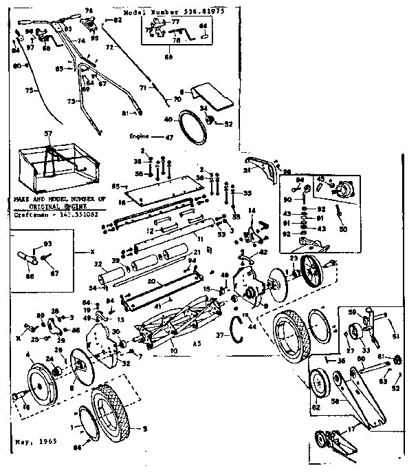 Replacement Parts Diagram and Parts List for 53681975  Craftsman Lawn Mower