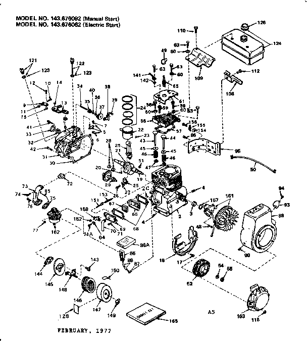 Engine Diagram and Parts List for 143676092  Craftsman Engine