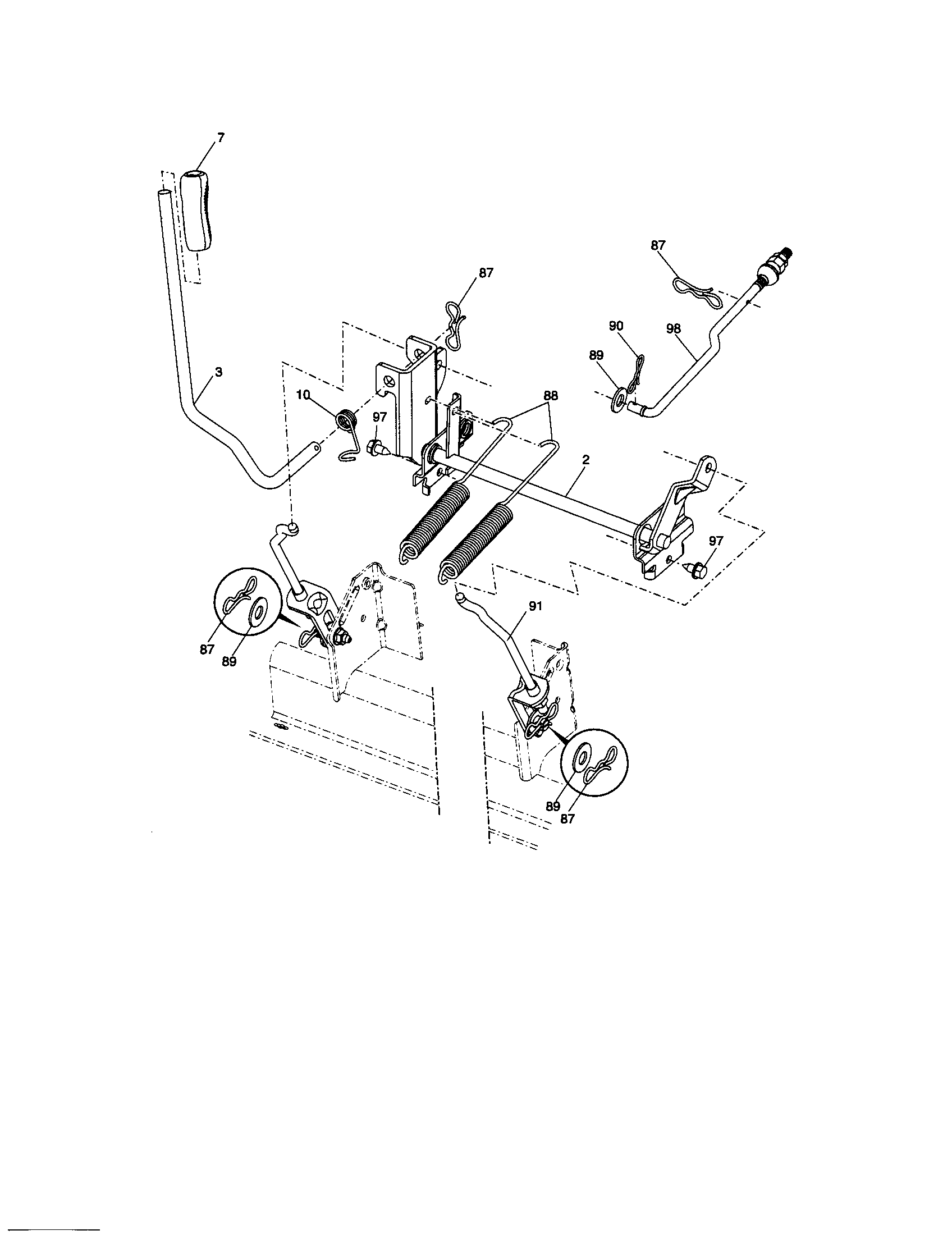 Lift Diagram and Parts List for 917276845  Craftsman Lawn Tractor