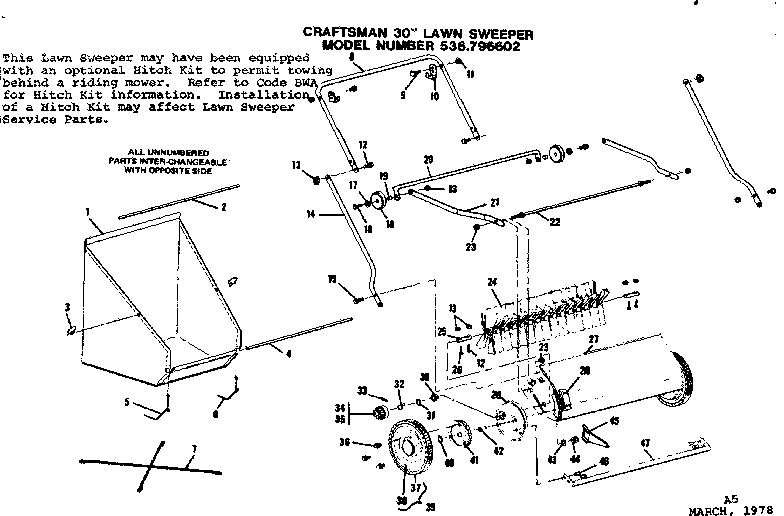 Replacement Parts Diagram and Parts List for 536796602  Craftsman Lawn Tractor