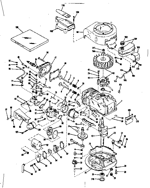 Basic Engine Diagram and Parts List for 14341350  Craftsman Engine