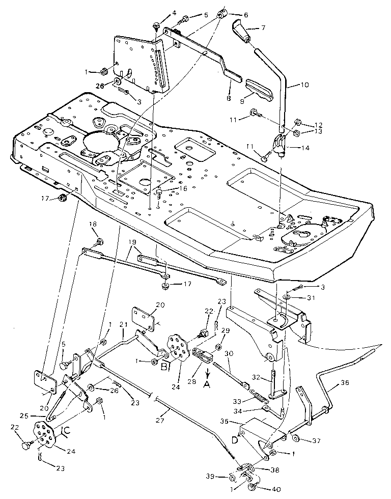 Mower Housing Suspension Diagram and Parts List for 502254161  Craftsman Lawn Tractor