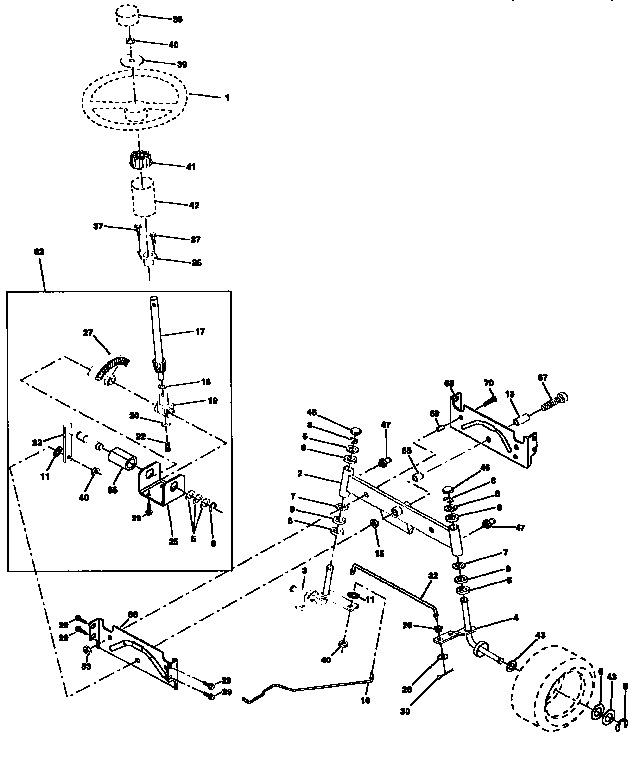 Steering Assembly Diagram and Parts List for 917258102  Craftsman Lawn Tractor