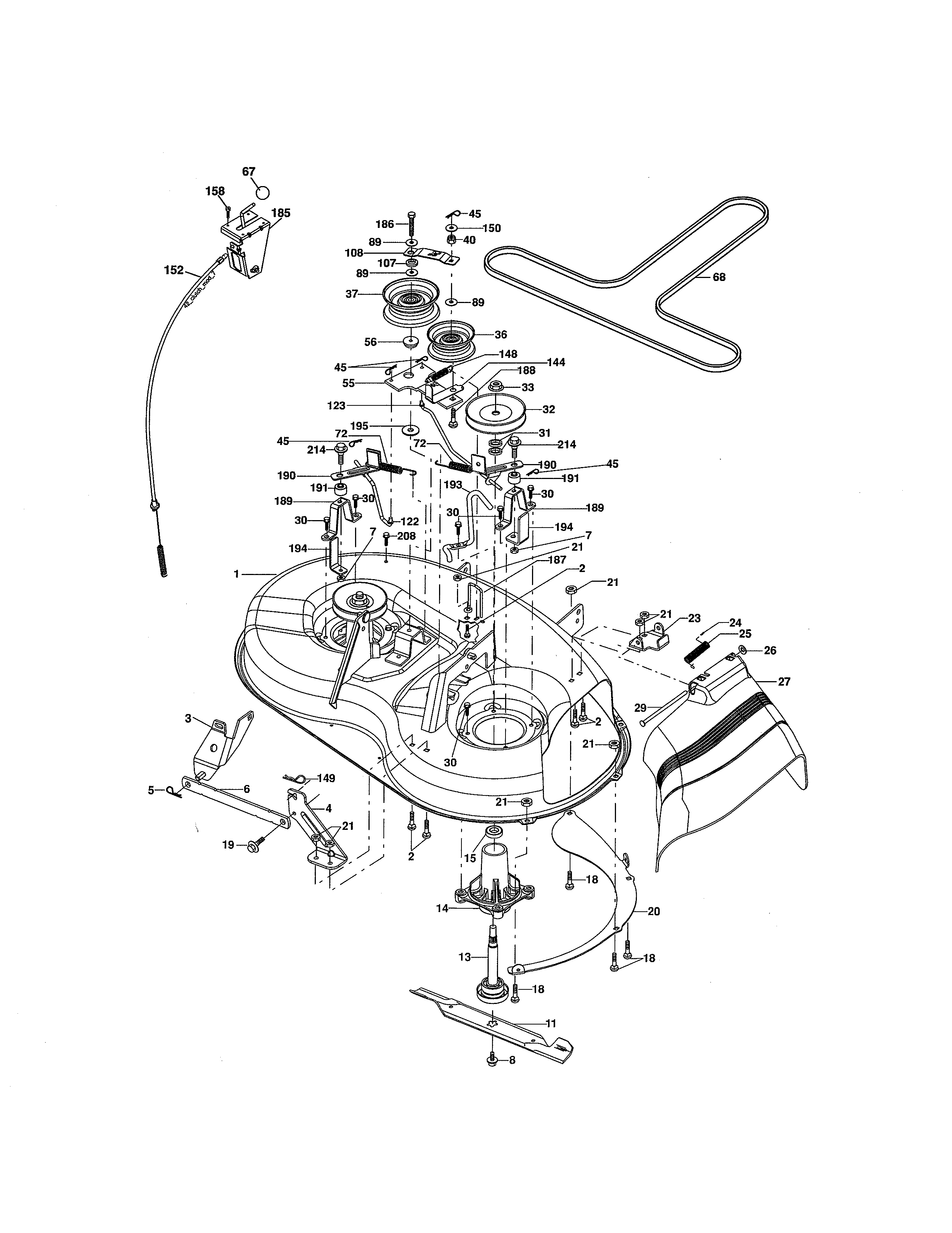 Mower Deck Diagram and Parts List for 917280150  Craftsman Lawn Tractor