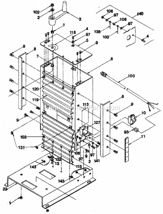 Page D Diagram and Parts List for 306233811  Craftsman Planer Jointer