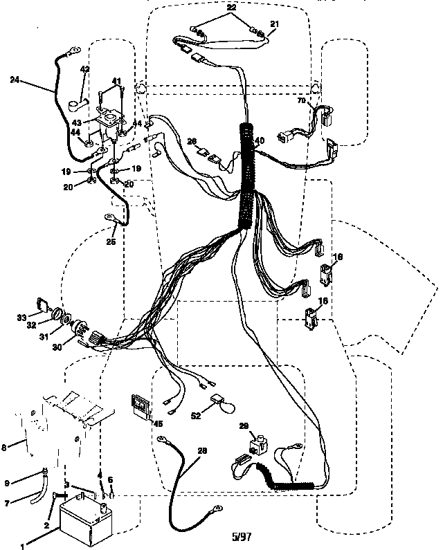 Electrical Diagram and Parts List for 917258543  Craftsman Lawn Tractor