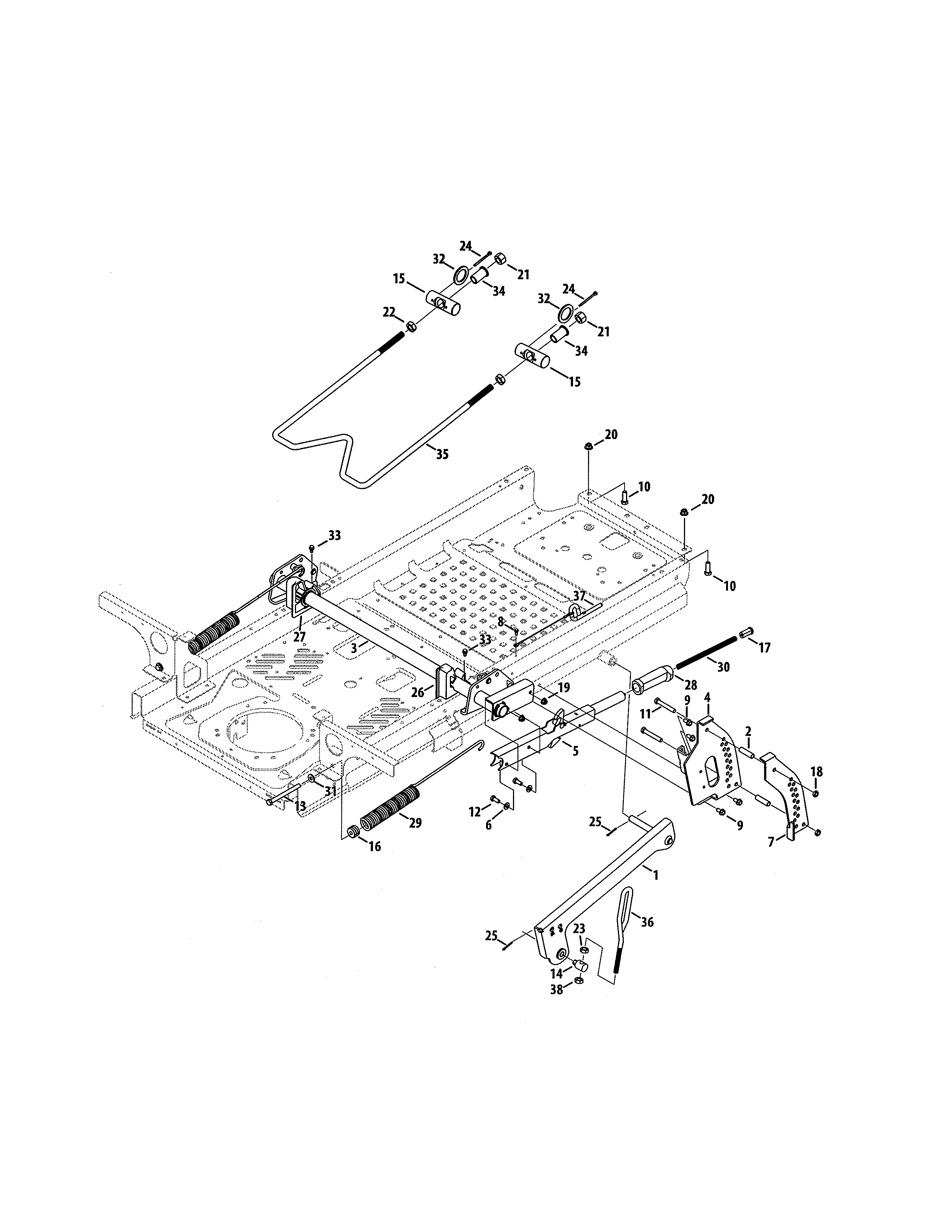 Deck Lift Diagram and Parts List for 247270500  Craftsman Engine