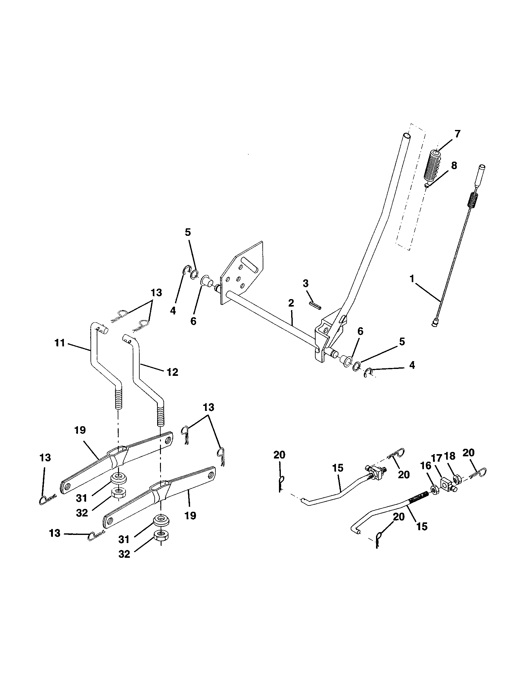Mower Lift Diagram and Parts List for 917277190  Craftsman Lawn Tractor