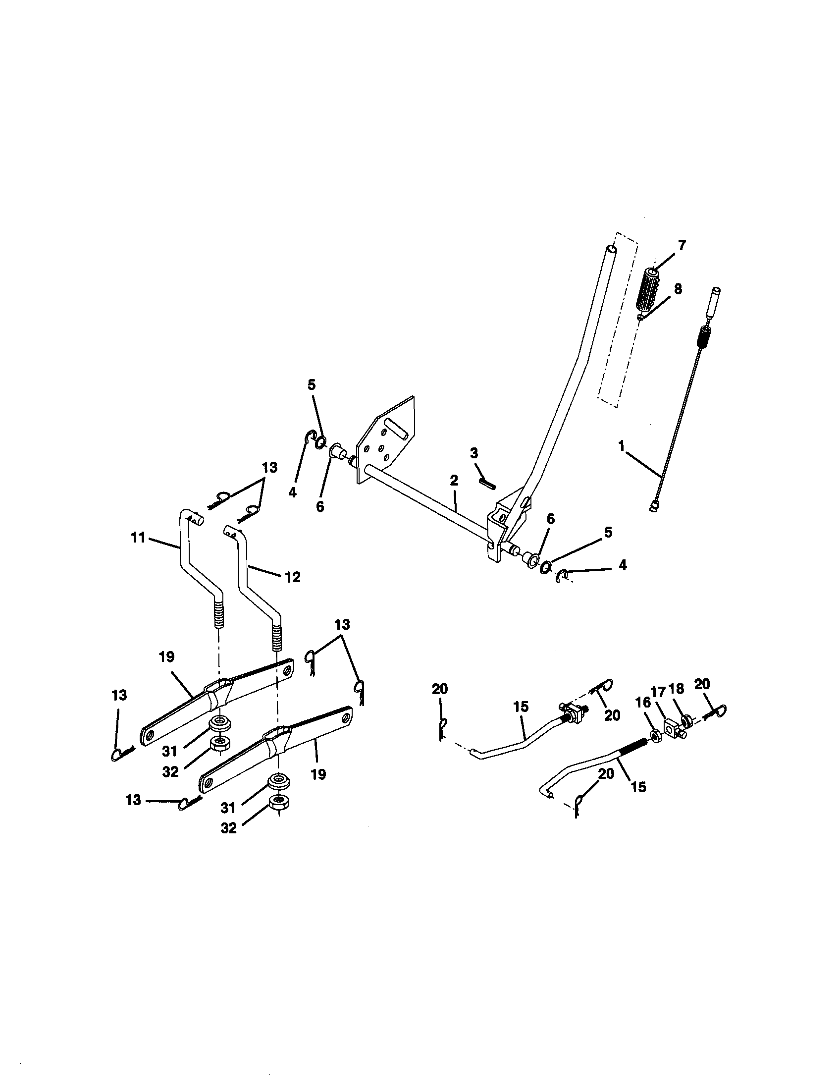 Lift Assembly Diagram and Parts List for 917270681  Craftsman Lawn Tractor