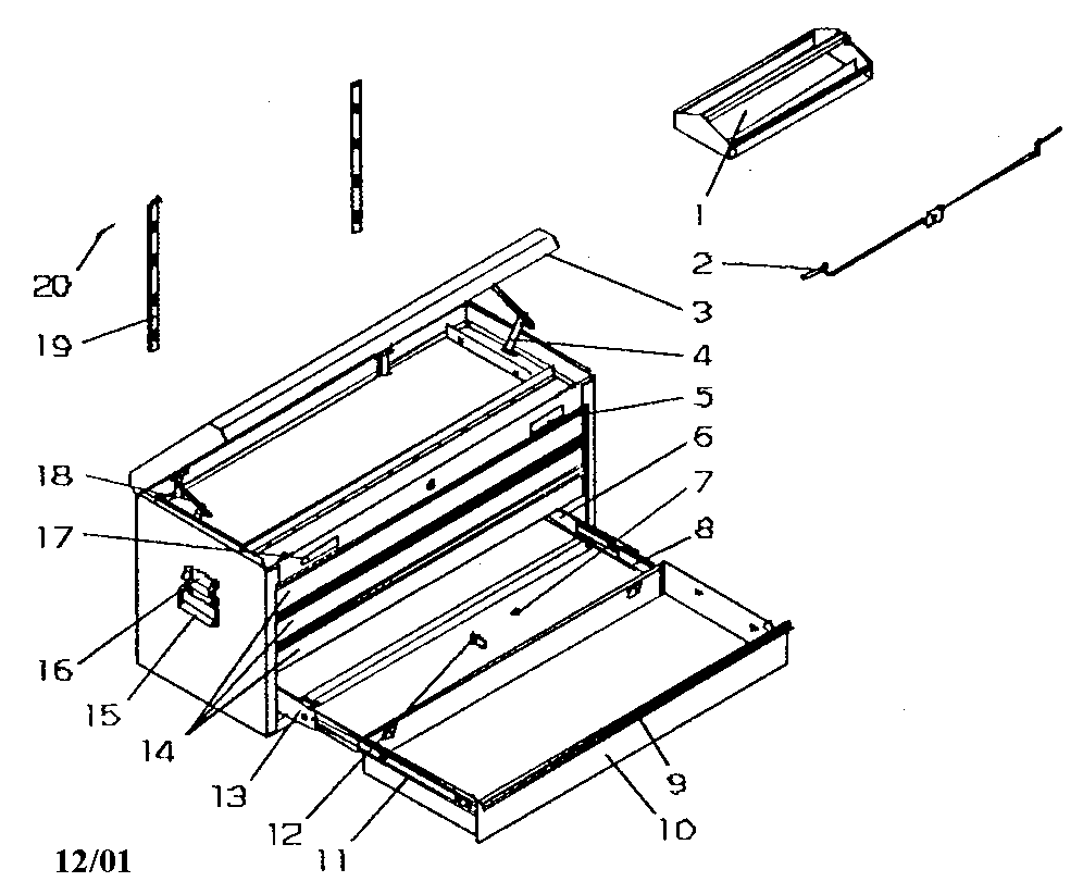 Tool Chest Diagram and Parts List for 706596250  Craftsman Tool Stand & Cart